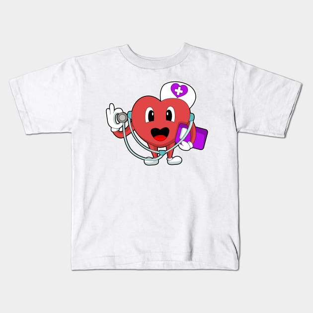 Nurse Heart Stethoscope Kids T-Shirt by Markus Schnabel